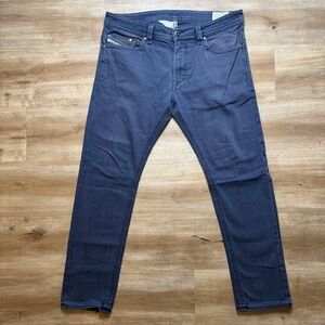 Diesel Thavar Jeans Men 34x29 Navy Blue Slim Skinny Stretch 3D Treated 0847E